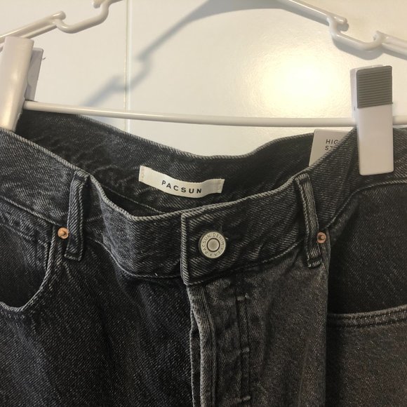 NWT PacSun Eco Two-Tone Black High Waisted Straight Leg Jeans (size 30) - Picture 7 of 8